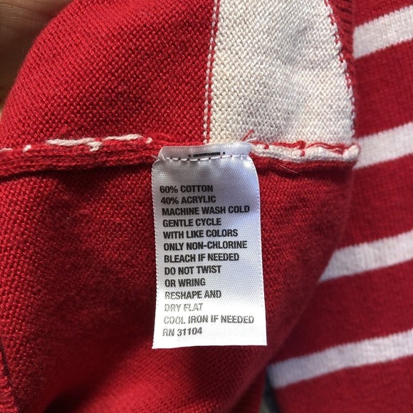 Red camel striped crewneck pullover sweater Red Tan Size Large - Picture 7 of 7